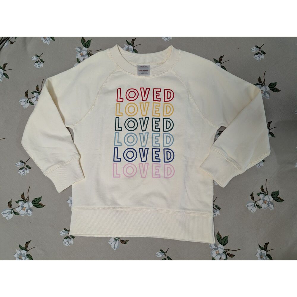 NWOT Hanna Andersson "Loved"x6 Print Crewneck Sweatshirt size 4
